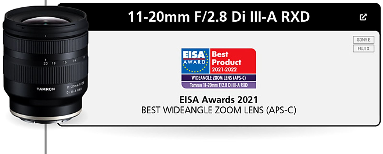 Tamron 11-20mm F/2.8 Di III-A RXD award