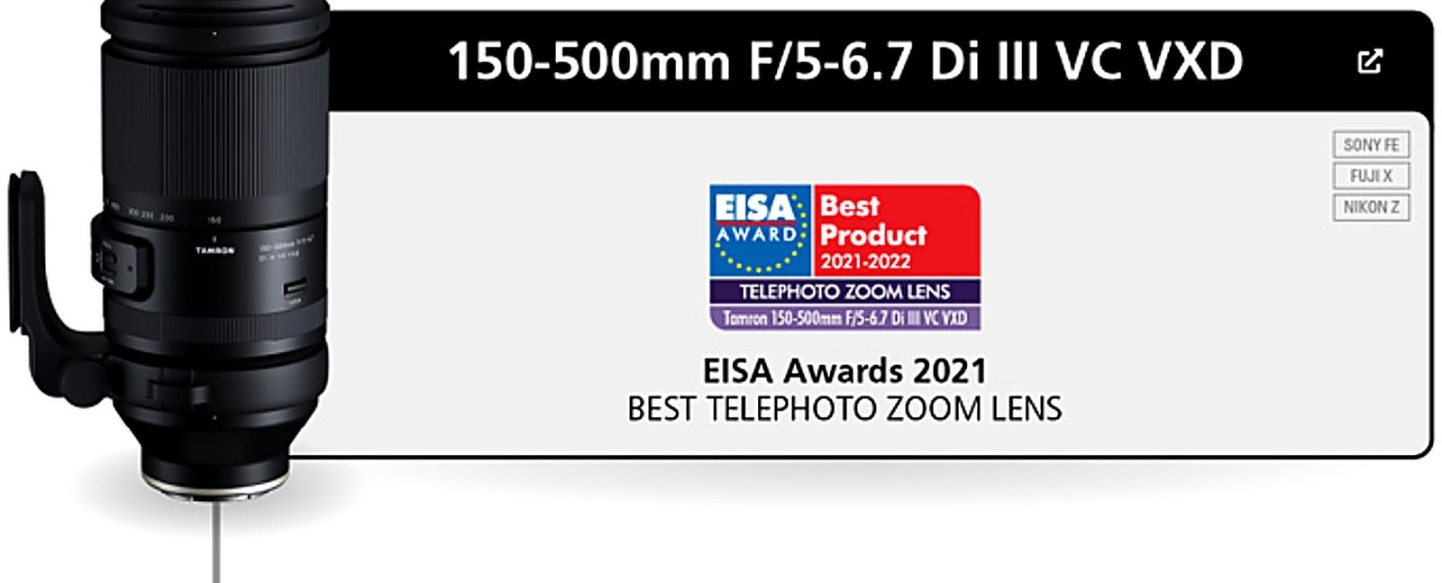 Tamron 150-500mm F/5-6.7 Di III VC VXD award