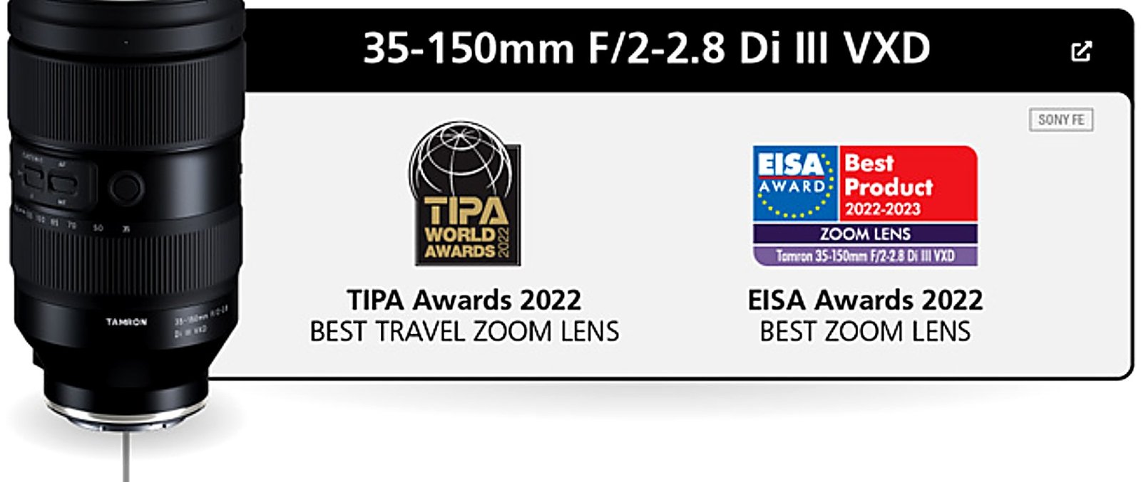 Tamron 35-150mm F/2-2.8 Di III VXD award