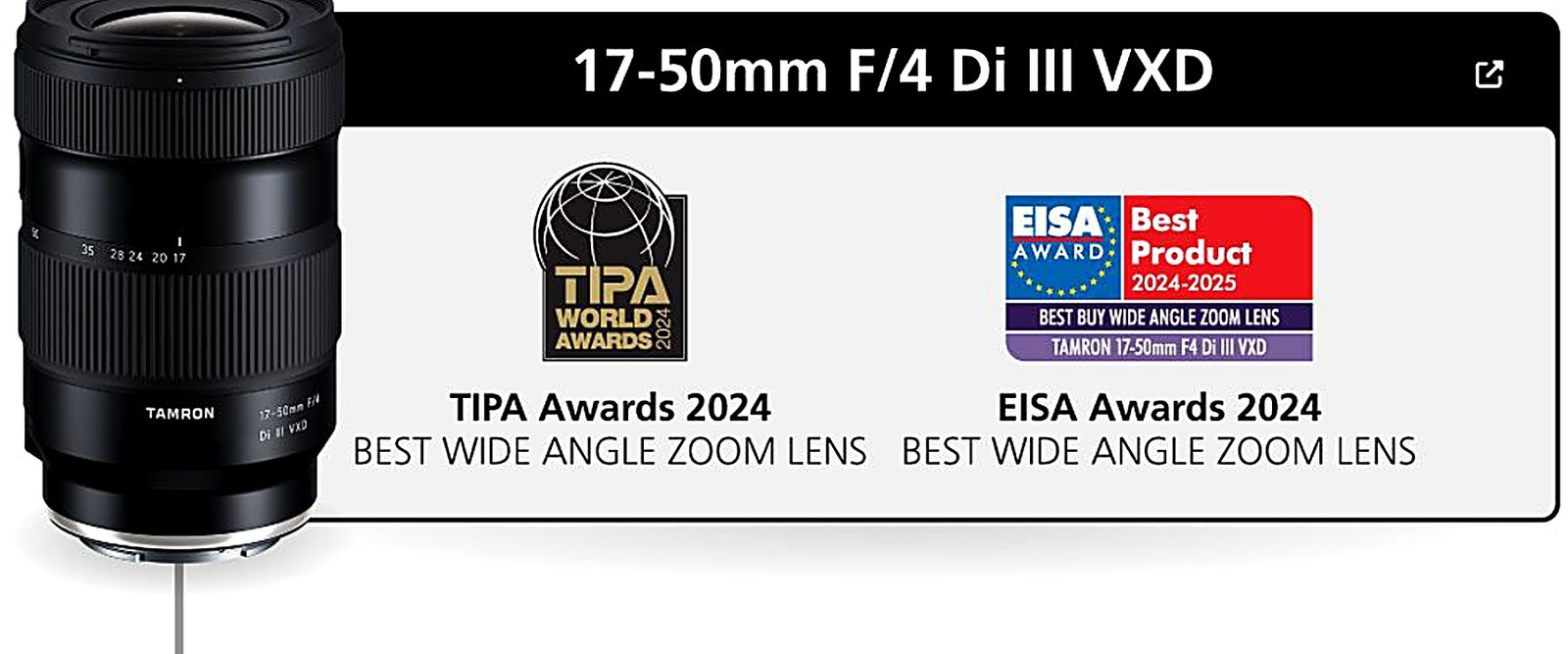 Tamron 17-50mm F/4 Di III VXD award